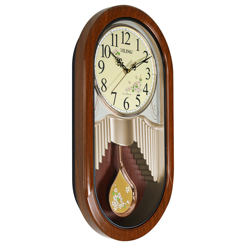 DILING beautiful high quality home decoration silent movement sweep art clock antique grandfather pendulum wall clock