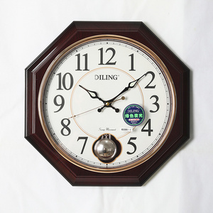 DILING Factory wholesale home decorative Custom logo sweep movement night light digital Pendulum clock octagon wall clock