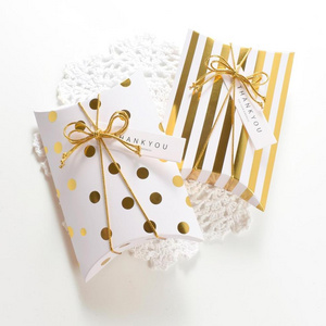 Exquisite string wrapped gold foil high-grade wedding candy packing pillow box ready to ship