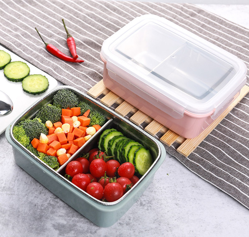 Eco friendly custom leakproof bpa free pp plastic metal stainless steel food lunchbox