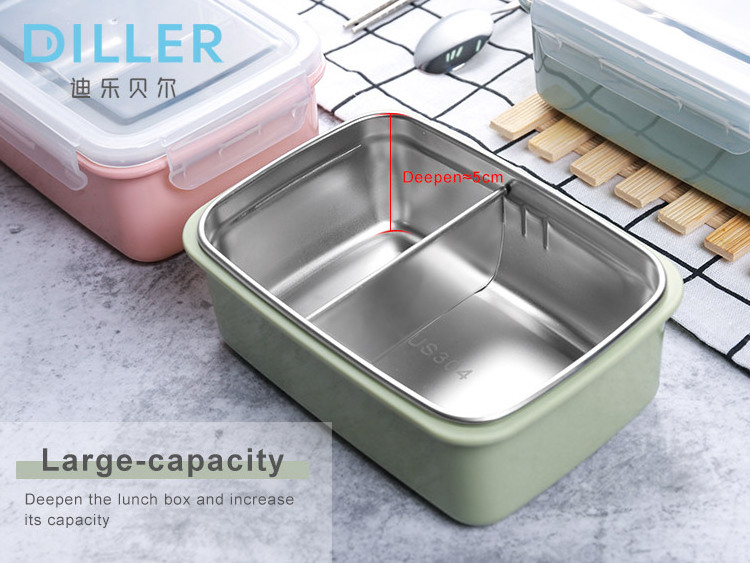 Eco friendly custom leakproof bpa free pp plastic metal stainless steel food lunchbox