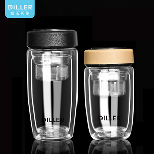 Wholesale custom High borosilicate glass Bottle tea infuser travel mug with infuser and lid