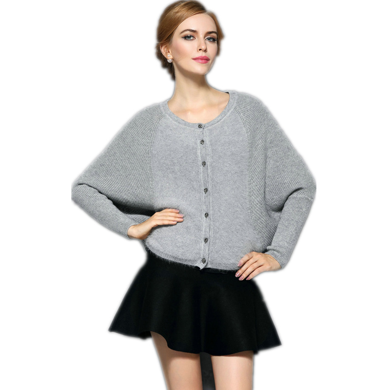 mink yarn short length pattern bats sleeve knitted cardigan sweater