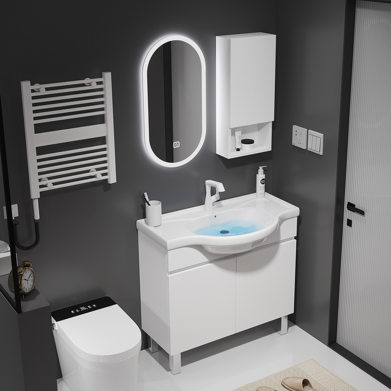 Light luxury bathroom vanities bathroom cabinet with mirrors smart mirror cabinet with light