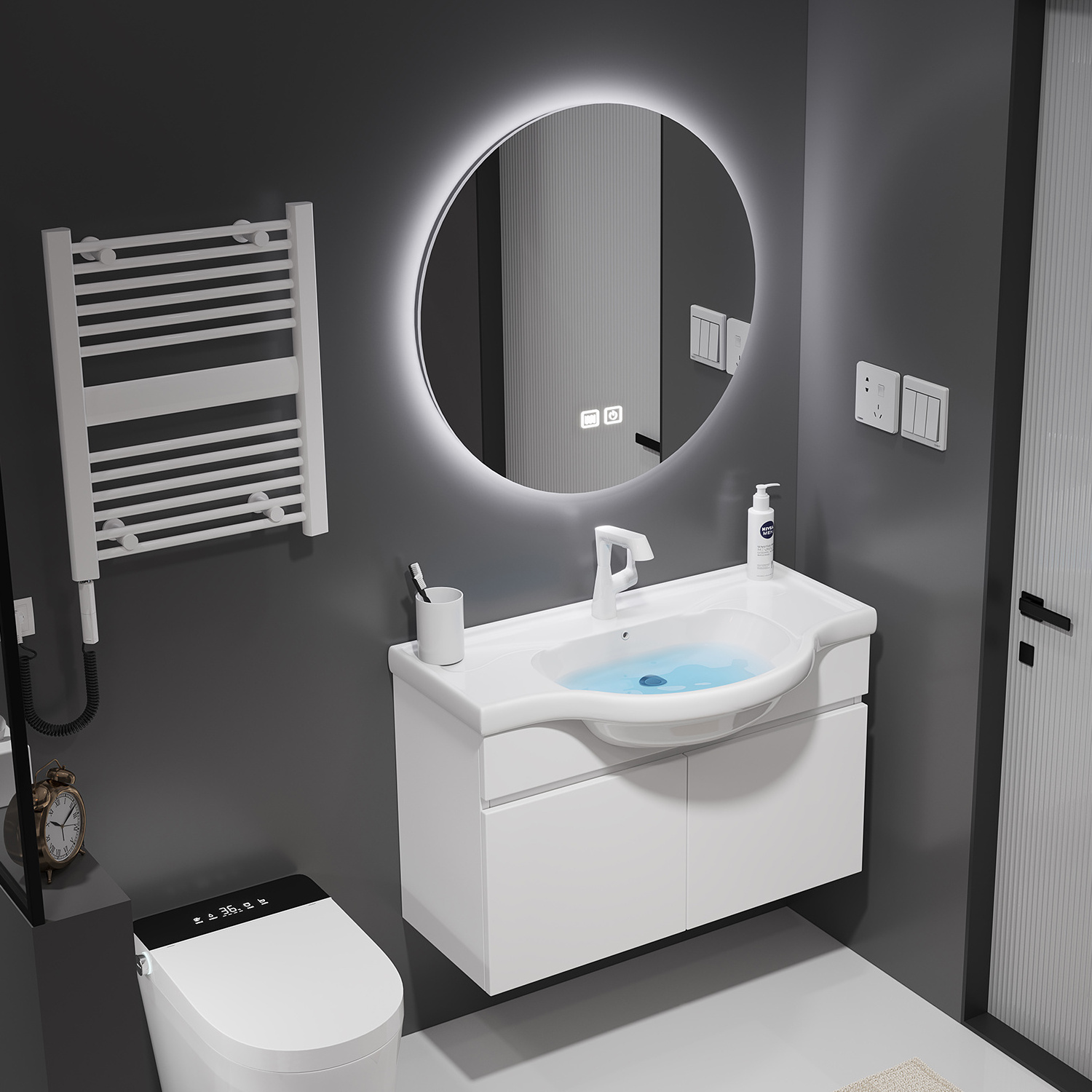 Light luxury bathroom vanities bathroom cabinet with mirrors smart mirror cabinet with light