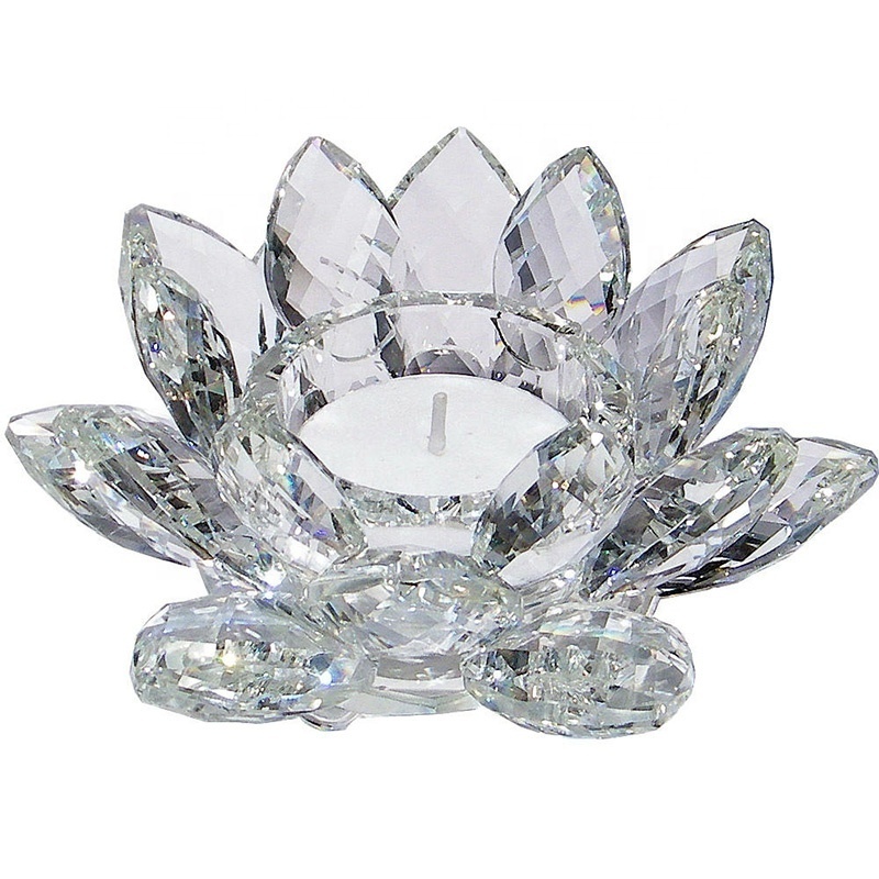 Dilu brand New European crystal lotus flower candle holder /crystal votive candle holder /crystal lotus flower