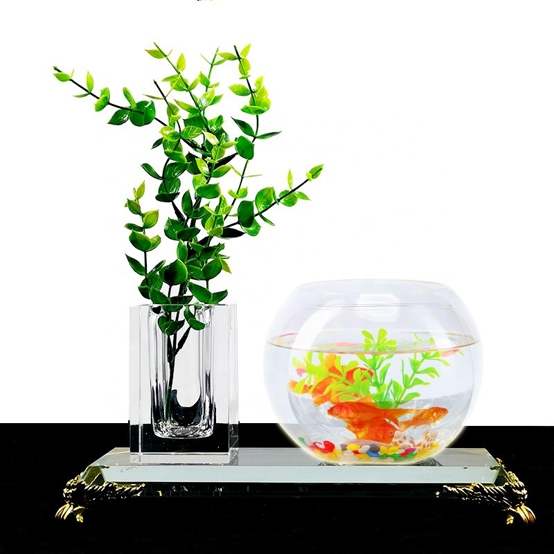 CRYSTOWN Glass Flower Fish Bowl Vase Desktop Tank Flowerpot Round Ball Crystal Glass Globe Fish Bowl Aquarium Fishbowl Vase