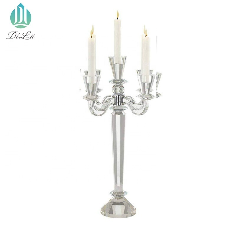 TALL cheap wedding crystal candelabra/candle holder 5 arms crystal candelabra/crystals table wedding for Wedding Decoration