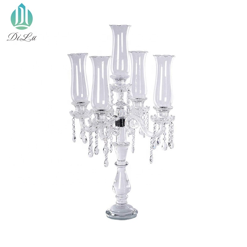 TALL cheap wedding crystal candelabra/candle holder 5 arms crystal candelabra/crystals table wedding for Wedding Decoration