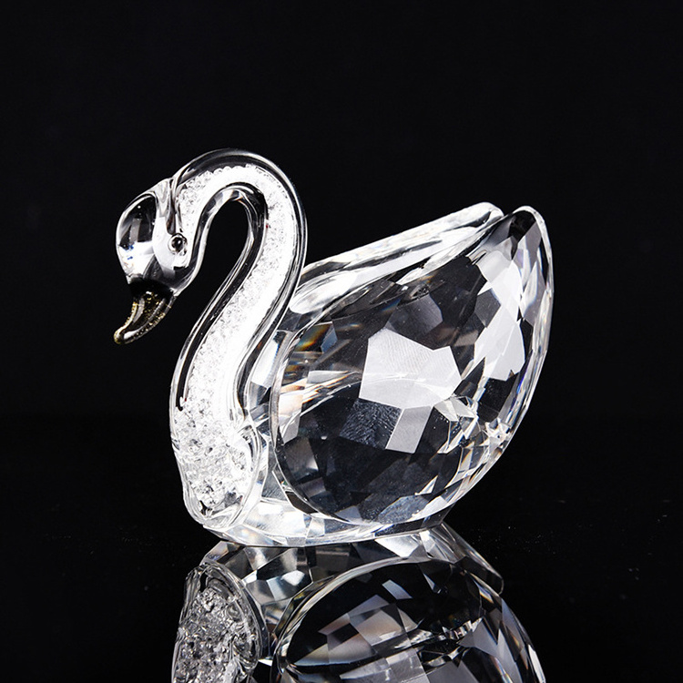 Wholesale K9 Glass Clear Crystal Swan for Wedding Gift Party Decoration Souvenirs