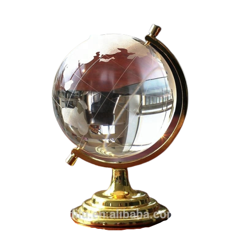 40mm 60mm 80mm Personalized Small K9 Crystal Glass Decorative 3d Glass Crystal Earth Globe Crystal World Map Balls With Stand