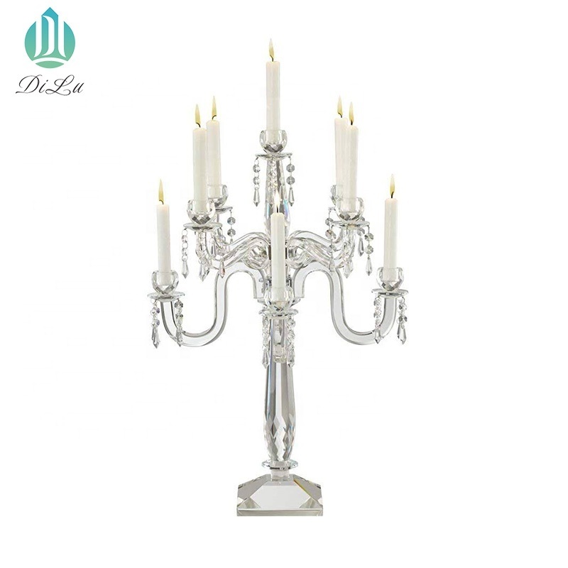 TALL cheap wedding crystal candelabra/candle holder 5 arms crystal candelabra/crystals table wedding for Wedding Decoration