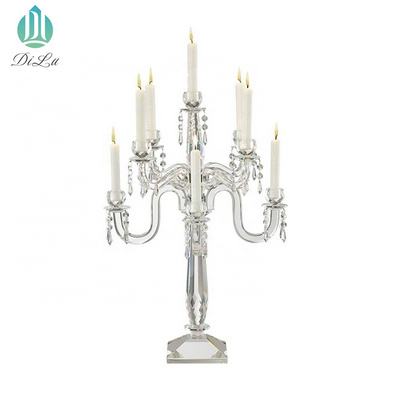 TALL cheap wedding crystal candelabra/candle holder 5 arms crystal candelabra/crystals table wedding for Wedding Decoration