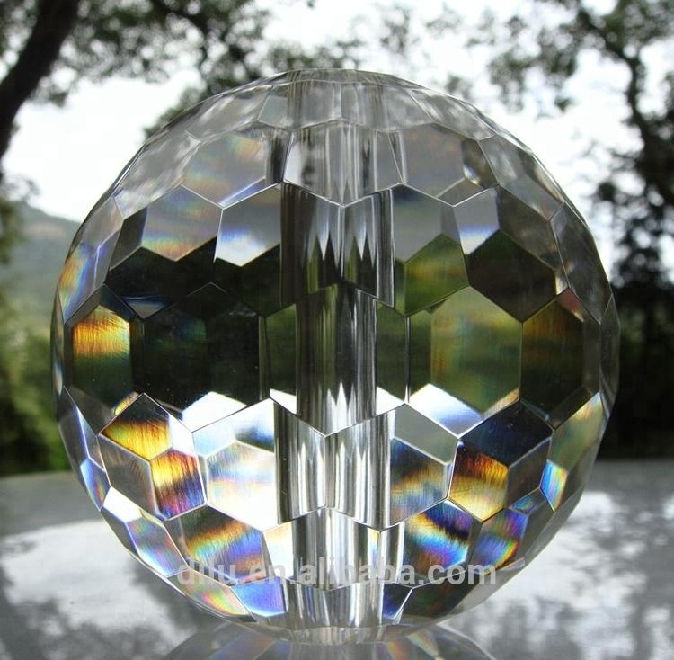 Wholesale Faced clear crystal ball 20mm 40mm 60mm 80mm 100mm Faceted Hollow glass balls with hole Drilled Crystal Glass Ball