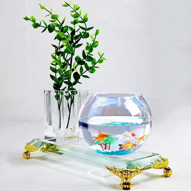 CRYSTOWN Glass Flower Fish Bowl Vase Desktop Tank Flowerpot Round Ball Crystal Glass Globe Fish Bowl Aquarium Fishbowl Vase