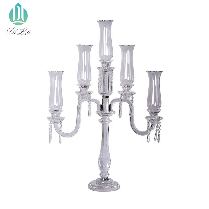 TALL cheap wedding crystal candelabra/candle holder 5 arms crystal candelabra/crystals table wedding for Wedding Decoration