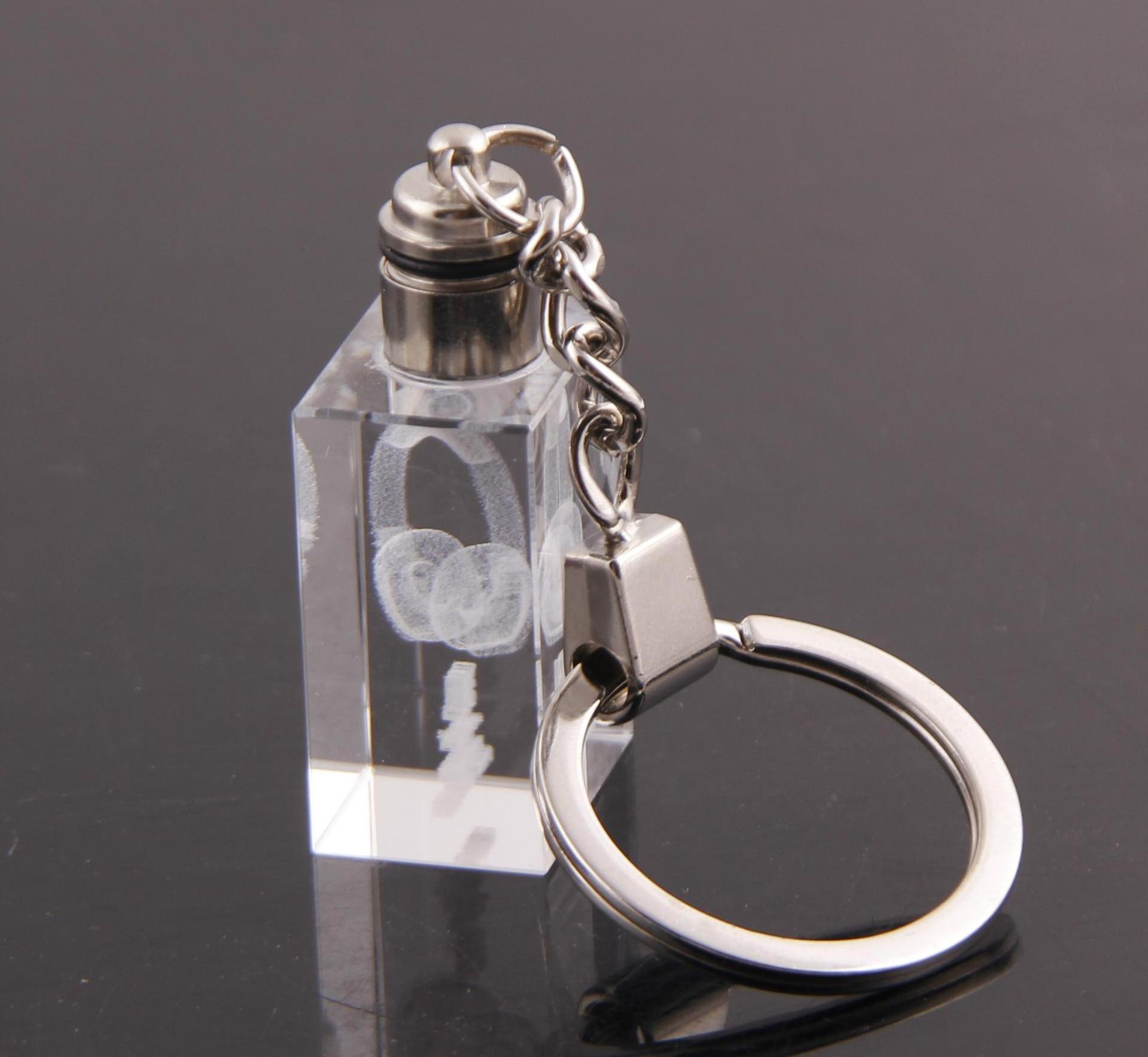 3d Laser Engraving Crystal Glass Keychain Car Logo Blank Led Crystal Keychain