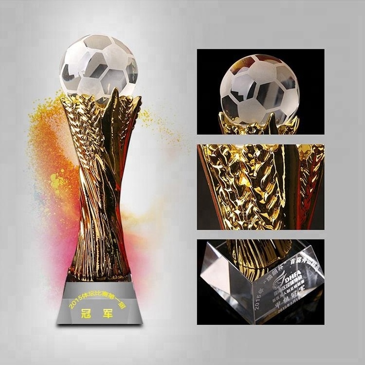 Custom Metal Blank Crystal Glass Trophy Basketball/football Trophies Award For Recognition Prize