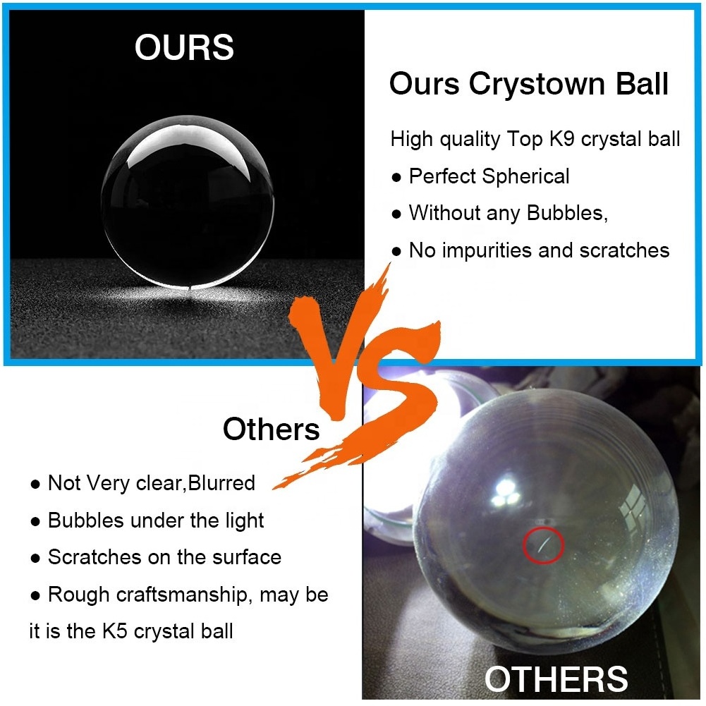 DILU Wholesale Clear K9 Crystal Ball/k9 Solid Crystal Ball for Sale/Laser Carving Solar Glass Sphere Crystal Ball with Stand