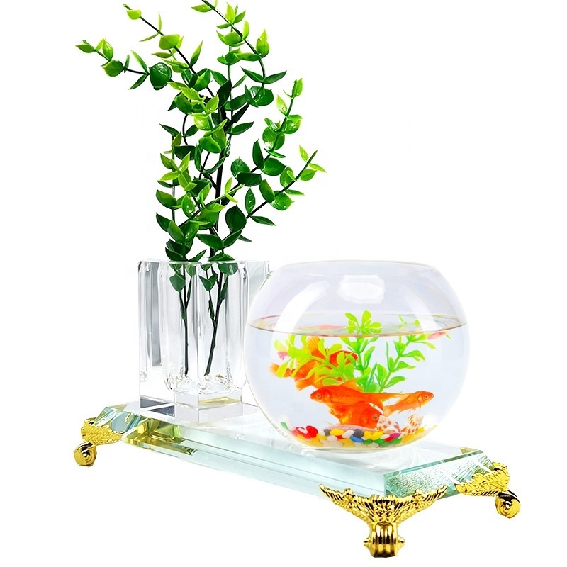 CRYSTOWN Glass Flower Fish Bowl Vase Desktop Tank Flowerpot Round Ball Crystal Glass Globe Fish Bowl Aquarium Fishbowl Vase