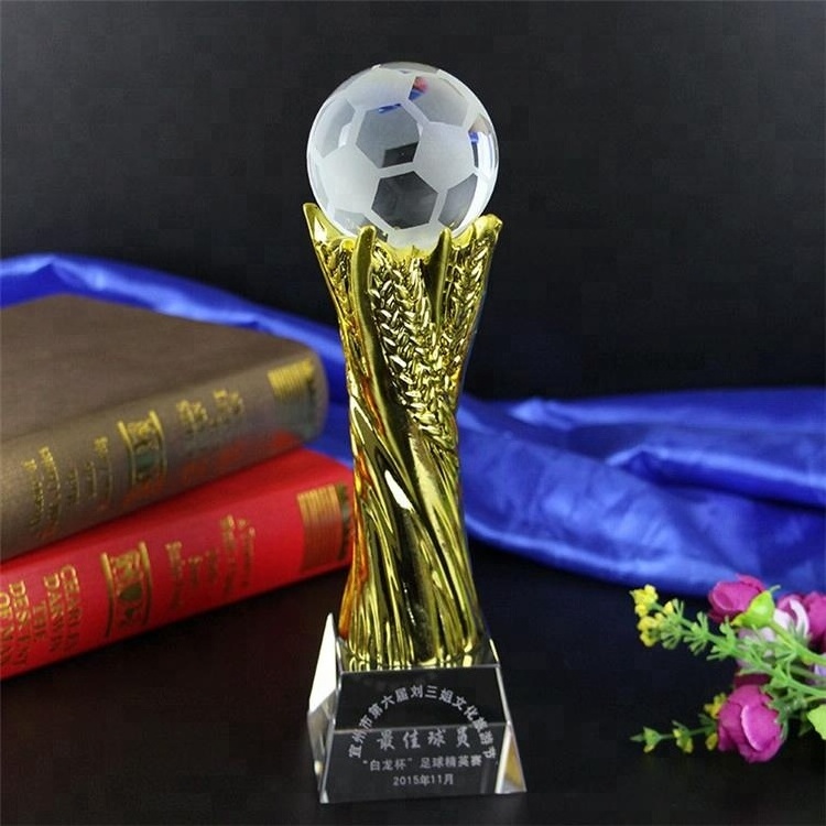 Custom Metal Blank Crystal Glass Trophy Basketball/football Trophies Award For Recognition Prize