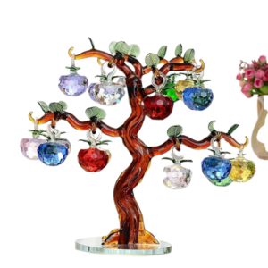 DL Wholesale Self_Produced Factory handmade K9 Crystal glass christmas apple Tree for Home Decoration Christmas gifts