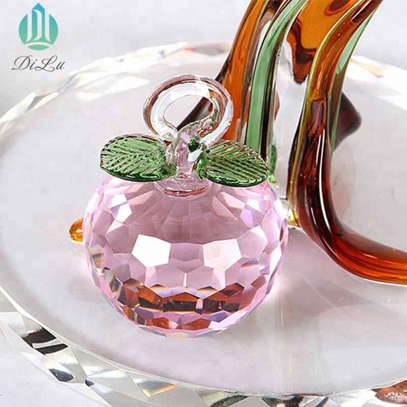 DL Wholesale Self_Produced Factory handmade K9 Crystal glass christmas apple Tree for Home Decoration Christmas gifts