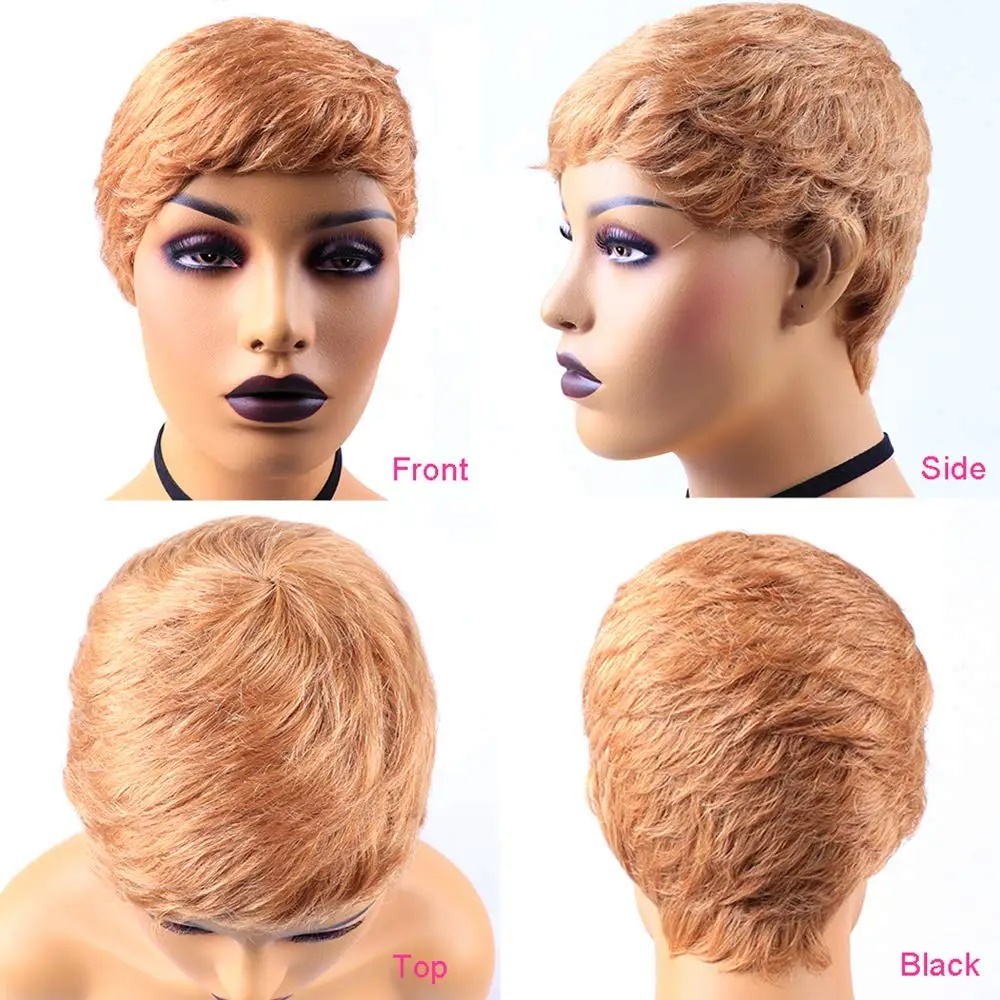 Pixie Curly 100% Human Hair Wig 13x4 Short Bob Wig Pixie Cut #350 Colored 99J Lace Frontal Human Hair Wigs for Black Women