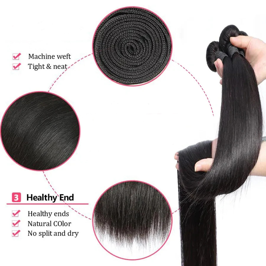 Straight Human Hair Bundles 1/3/4 Pieces Natural Black Cheap Human Hair Extensions 8-30 Inch Vendors Wholesale Hair