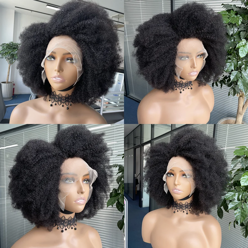 Lace Wig Afro Kinky Curly Wig Afro Hair Wigs For Black Human Hair Transparent Mongolian Natural Front Women