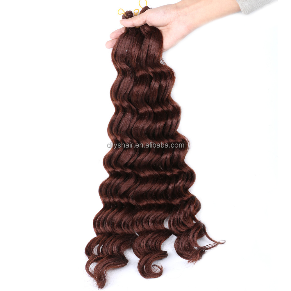 Premium Fiber Crochet Hair Curly Synthetic Braiding Hair Extensions Deep Wave Ombre Colored Crochet Braids Bulk Hair