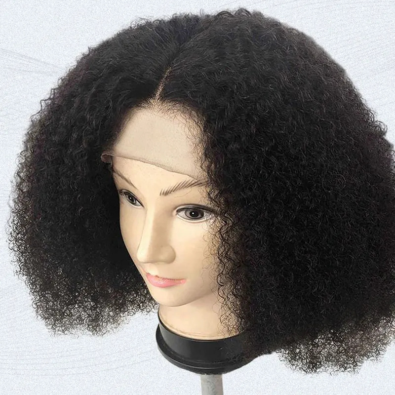 200 Density Hd Lace Wig Afro Kinky Curly Wig Afro Hair Wigs For Black Human Hair Transparent Mongolian Natural Front Women