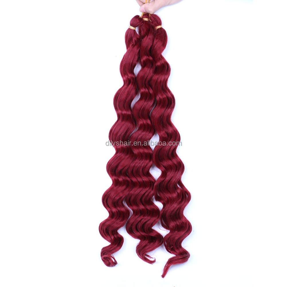 Premium Fiber Crochet Hair Curly Synthetic Braiding Hair Extensions Deep Wave Ombre Colored Crochet Braids Bulk Hair