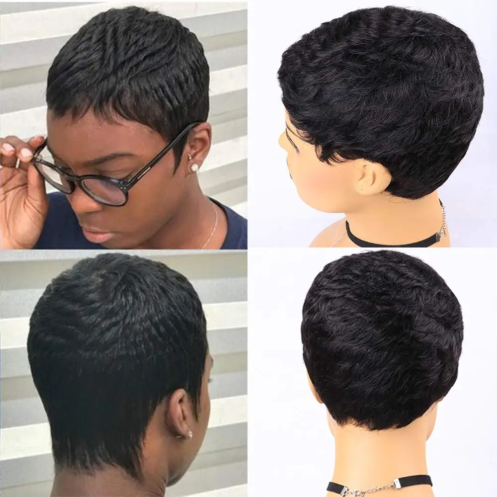 Pixie Curly 100% Human Hair Wig 13x4 Short Bob Wig Pixie Cut #350 Colored 99J Lace Frontal Human Hair Wigs for Black Women