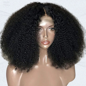 200 Density Hd Lace Wig Afro Kinky Curly Wig Afro Hair Wigs For Black Human Hair Transparent Mongolian Natural Front Women