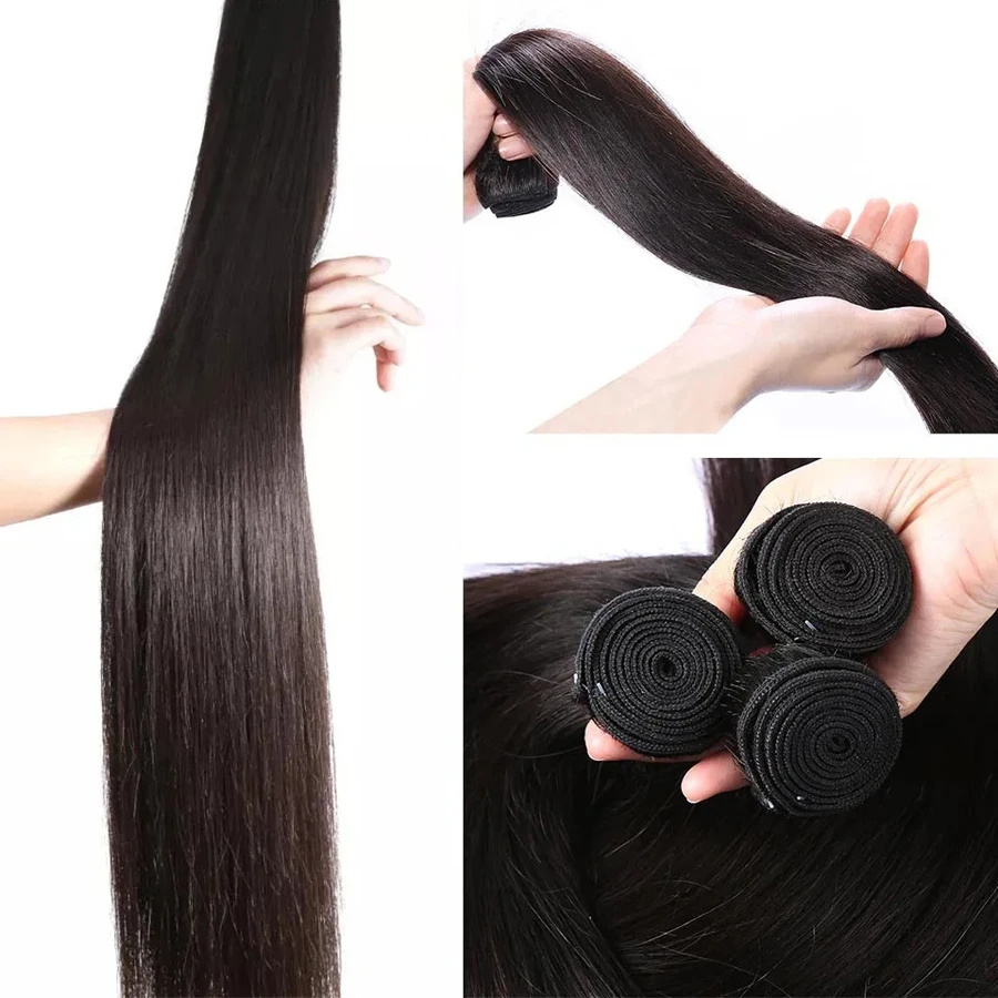 Straight Human Hair Bundles 1/3/4 Pieces Natural Black Cheap Human Hair Extensions 8-30 Inch Vendors Wholesale Hair