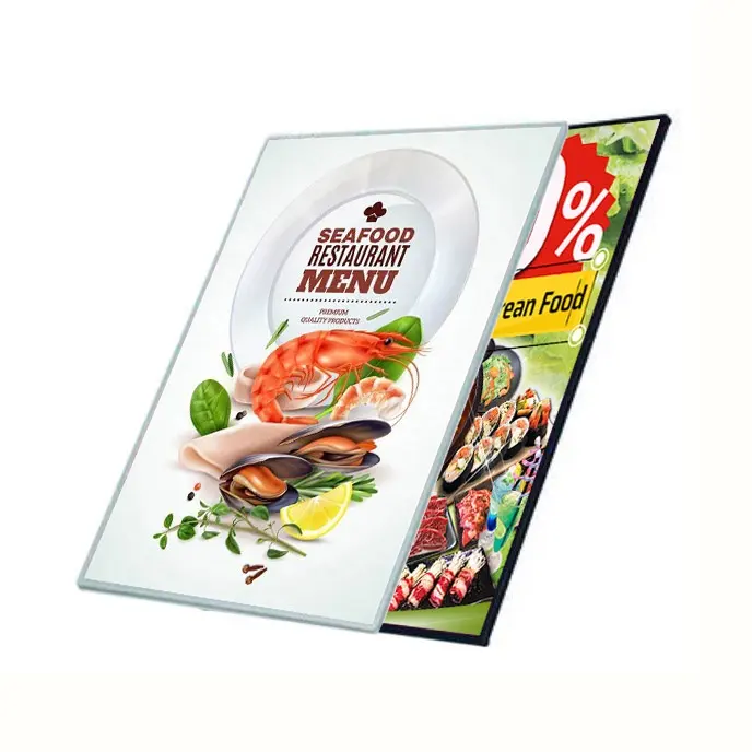 Multiple Size Lighting Menu Board Advertising Ultra Thin Glass Light Box