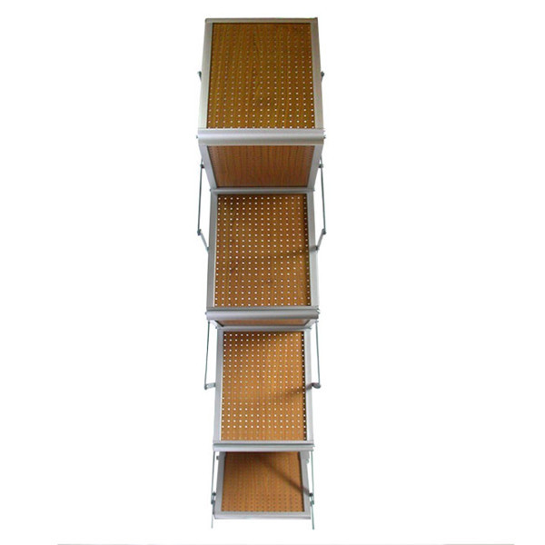 Z-Type Brochure Holder with MDF Board Foldable Literature Rack Floor Standing Magazine Display Rack