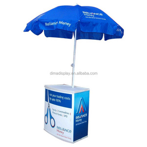 DM promotion table with umbrella,carton stand display,demo stands with umbrella