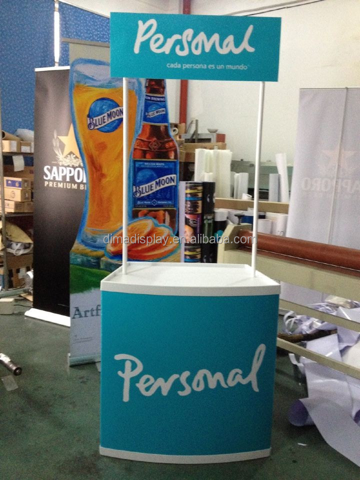 DM promotion table with umbrella,carton stand display,demo stands with umbrella