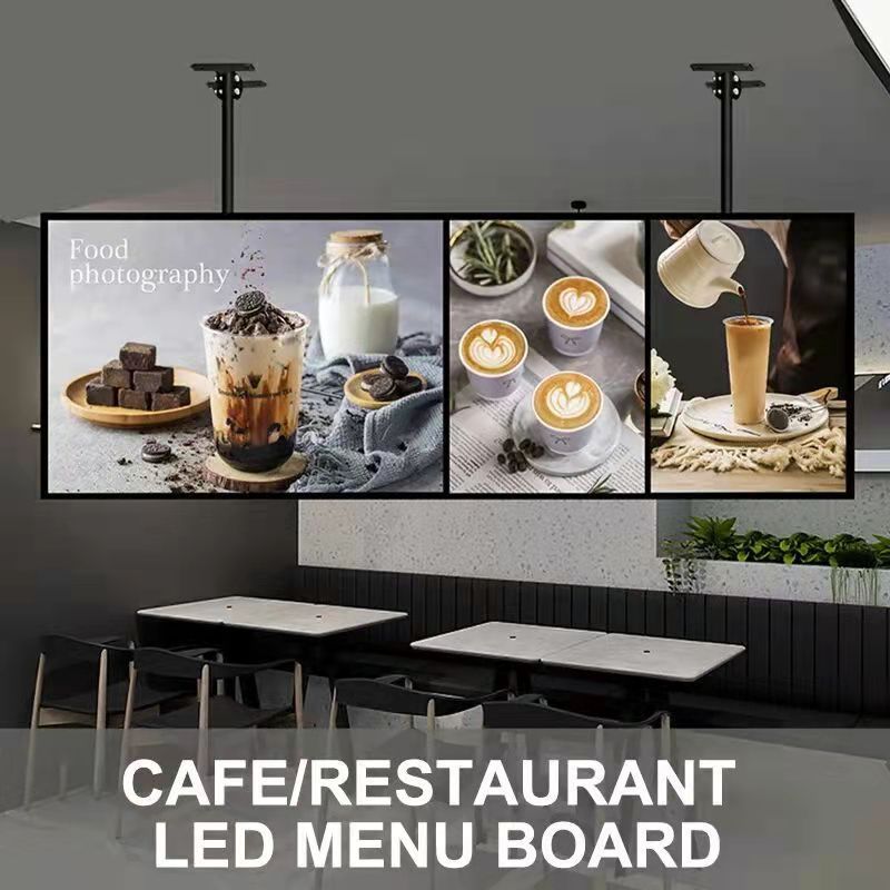 Customized Size Restaurant Hanging LED Slim Menu Backlit Light Box with Aluminum Frame