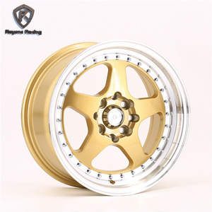 580 2021 Hot Sale Machine Face Golden Lip 16 15 Inch Alloy Tire Rim With Rivets