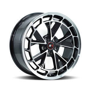 DX048 Custom Wheels Rims 18 inch 5x100 Black Machine Face Staggered Mag Alloy Wheels