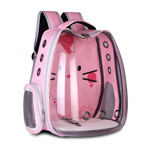 Cute Print Cat Backpack Transparent Capsule Airline Approved Bubble Pet Travel Carriers Small Dog Backpack Cat Bag