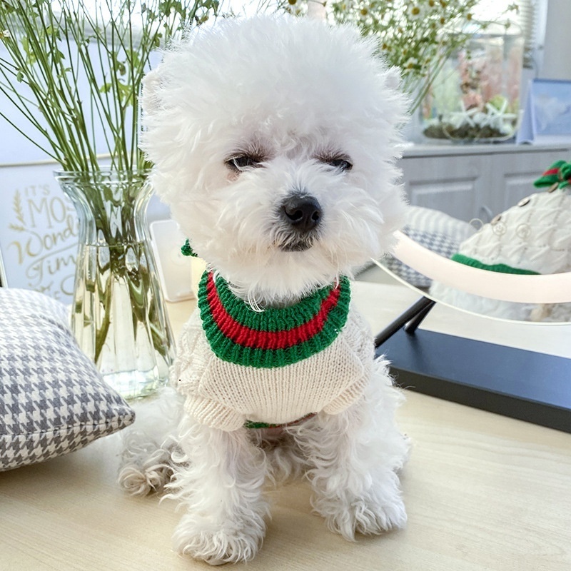 Christmas Pet Accessories Dog Jumper Dress For Chihuahua Pet Clothes Knitted Pet Dog Sweater With Bow Tie Dog Clothes