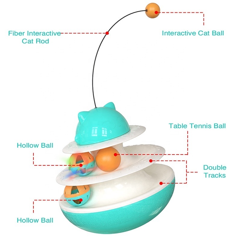 Pet Shop Gift Set Tumbler Cat Feeder Kitten Puzzle Interactive Toy Automatic Teaser Cat Stick