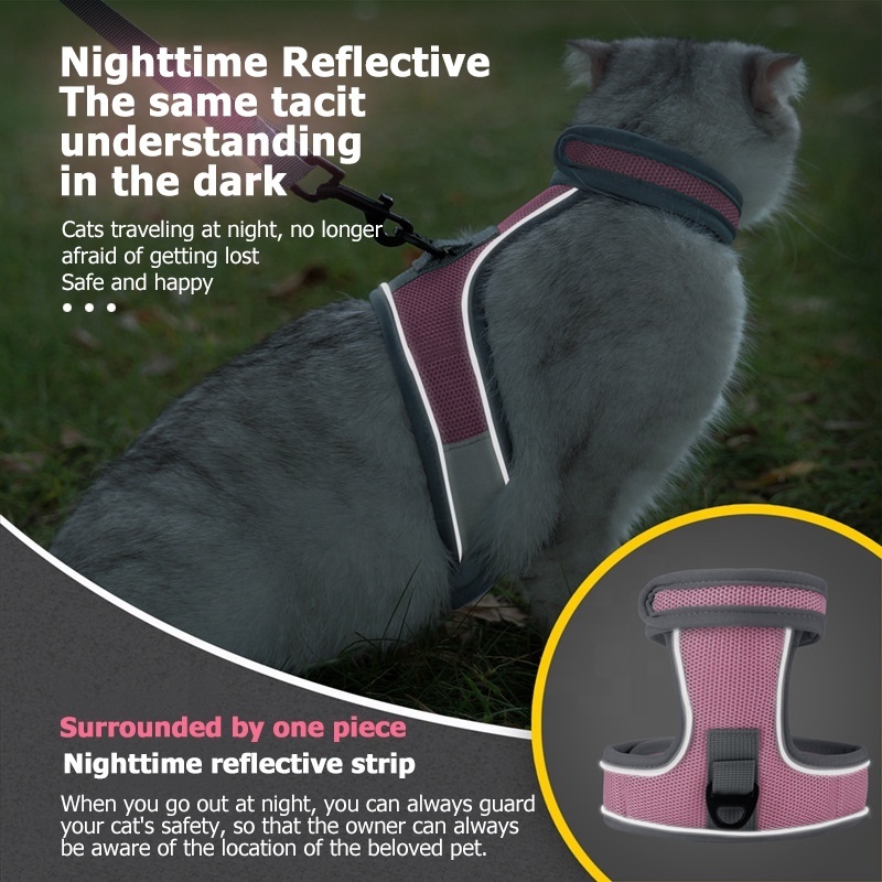 High Quality Pet Products Escape Prevention Cats Vests Harness For Cats Adjustable Breathable Mesh Pet Harness And Leash Set