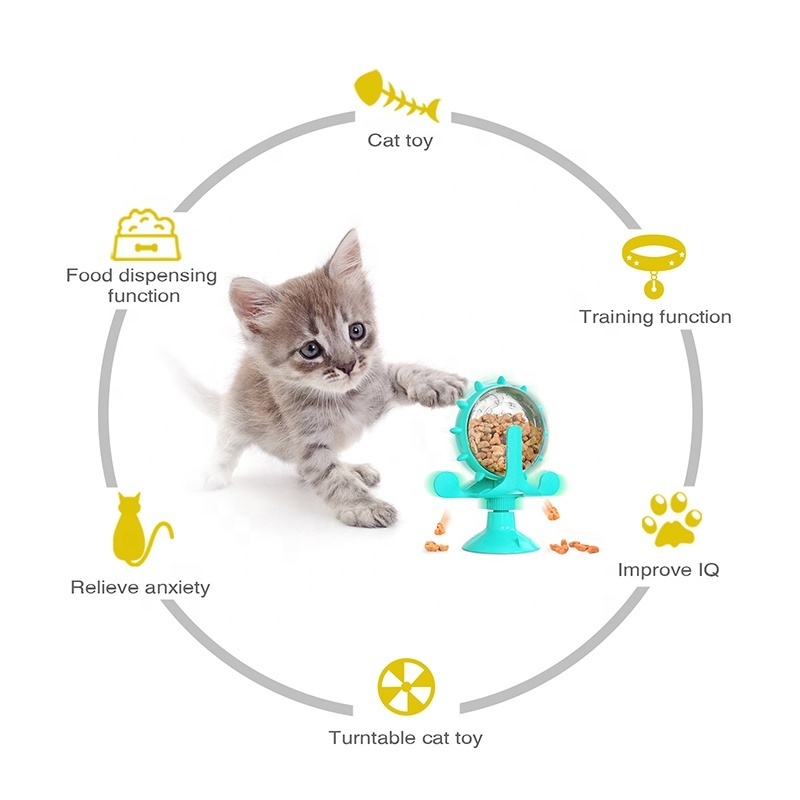 New Products Spin Turntable Pet Kitten Toy Cat IQ Training Puzzle Toys Leaking Food Feeder Sucking Disc Toy For Cats