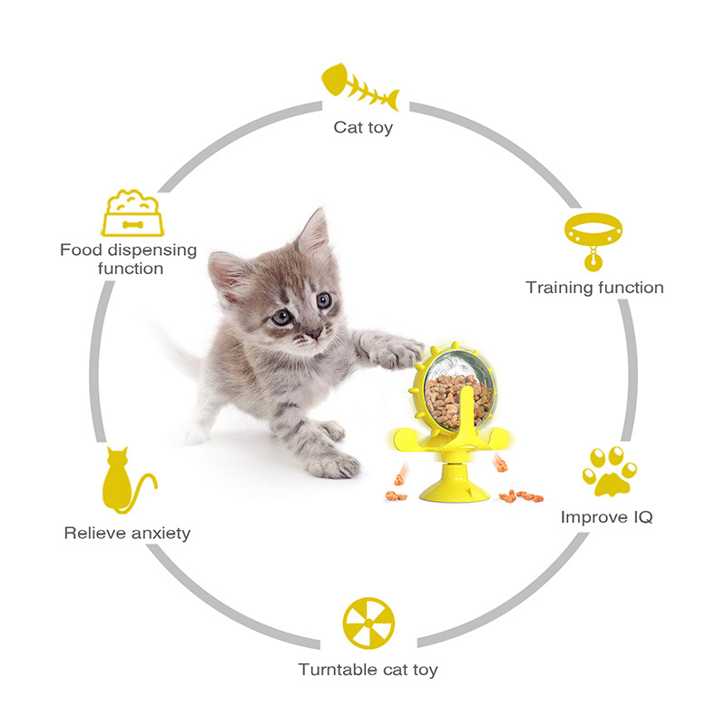 New Products Spin Turntable Pet Kitten Toy Cat IQ Training Puzzle Toys Leaking Food Feeder Sucking Disc Toy For Cats