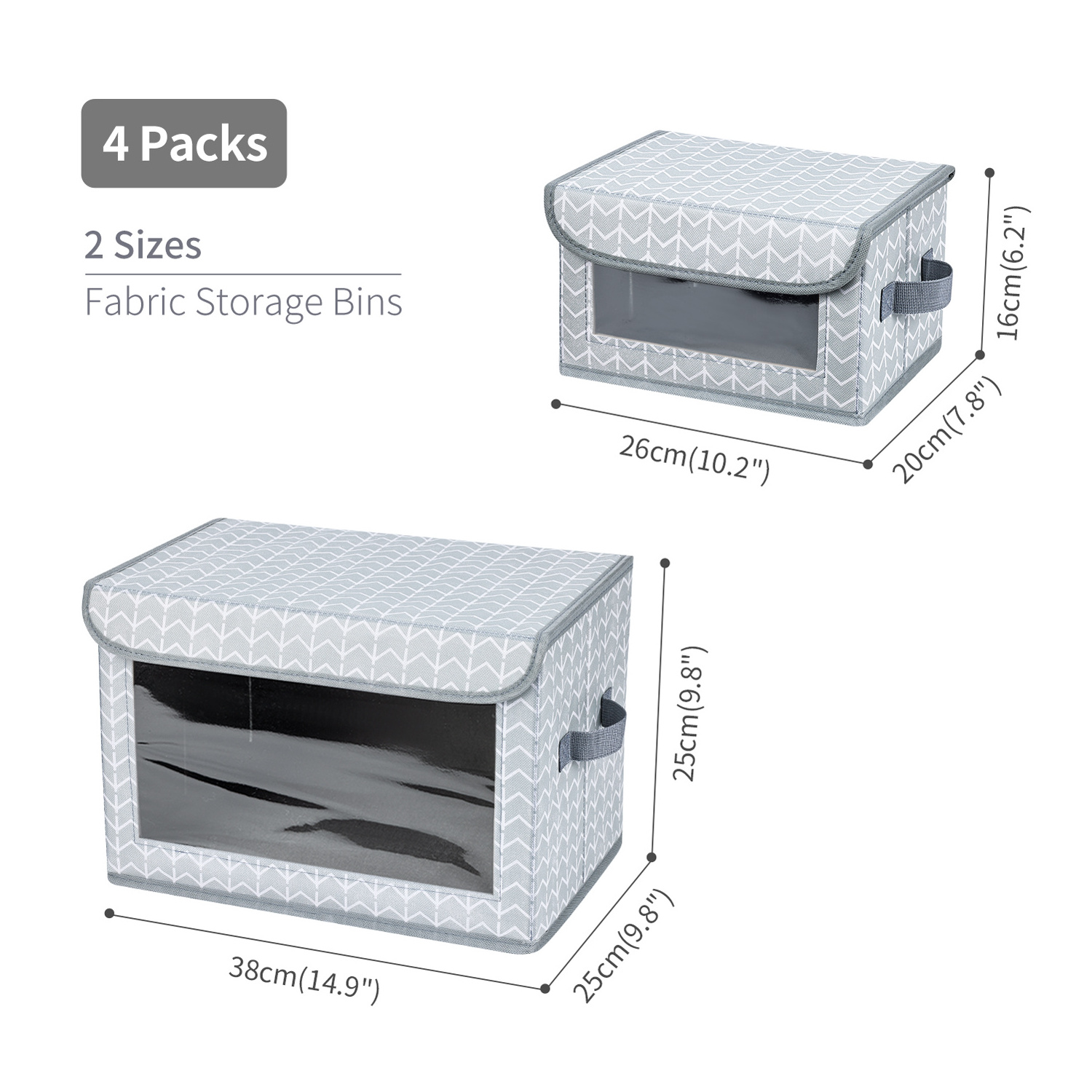 4-Pack Foldable Storage Baskets with Lids Eco-Friendly Storage Bins Closet Organizer Clothes Toys Books Features Clear Window